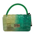 Chic Green and Yellow Gradient Crossbody Bag – Transparent Quilted Jelly Purse for Women