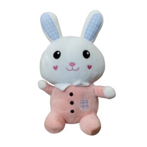 Ultra-Soft Cuddle Bunny Plush Toy with Plaid Accents and Heart Cheeks