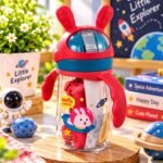 Cute Bunny Kids Water Bottle with Strap – Leak-Proof Portable Sipper Bottle