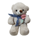 Classic White Teddy Bear with Flower