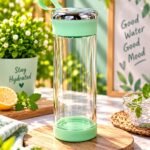 Premium Transparent Water Bottle with Carry Loop – Mint Green