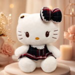 Elegant Kitty Plush in Plaid Dress – Cute, Classic & Charming