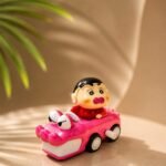 Shin-Chan Pink Cartoon Car Toy – Cute Wind-Up Character Vehicle