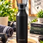 Premium Black Sports Water Bottle with Carry Handle – Stylish & Portable