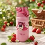 Cute Lotso Bear Pink Water Bottle with Carry Handle