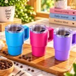 Colorful Insulated Travel Tumbler with Handle | Stainless Steel Coffee Mug
