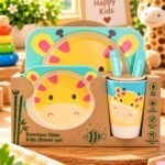 Cute Giraffe Bamboo Fiber Kids Dinner Set – 5 Piece | BPA Free