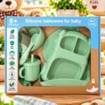 Cute Baby Silicone Feeding Set – Vehicle Design | BPA Free | 6+ Months | Green