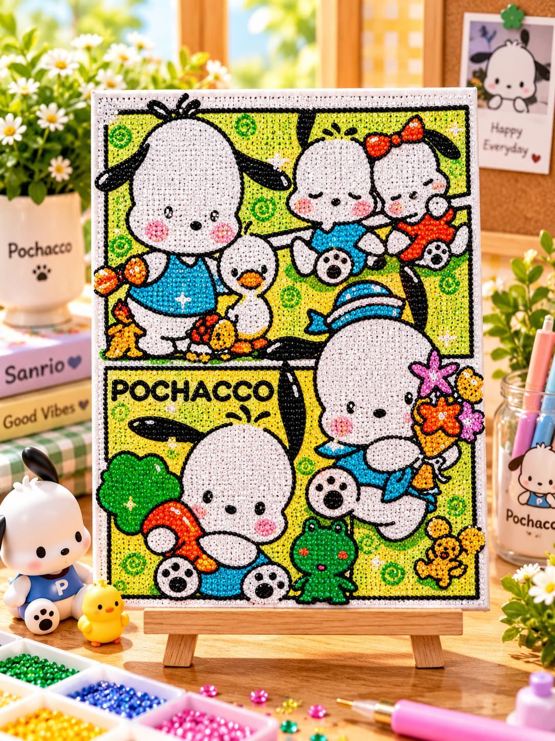 Cute Kuromi & Hello Kitty Diamond Painting Art Kit – DIY Crystal Craft & Kawaii Room Decor