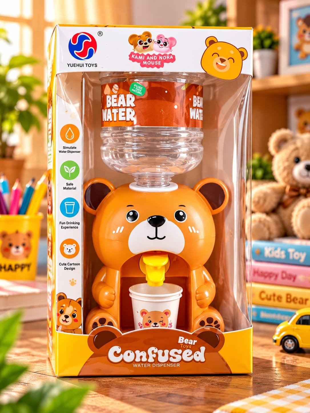 Cute Frog Mini Water Dispenser Toy for Kids – Blue Cartoon Drinking Water Machine with Cup