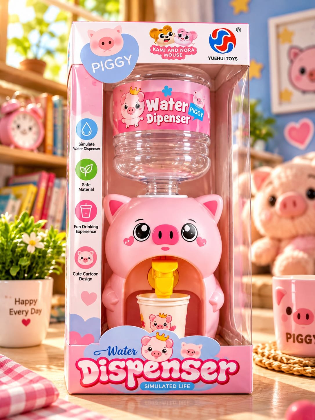 Cute Frog Mini Water Dispenser Toy for Kids – Blue Cartoon Drinking Water Machine with Cup